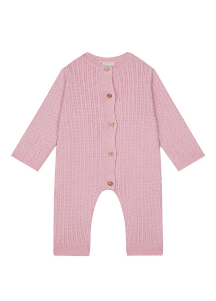 Pembe Balıksırtı Triko Uzun Kollu Kız Bebek Tulum
