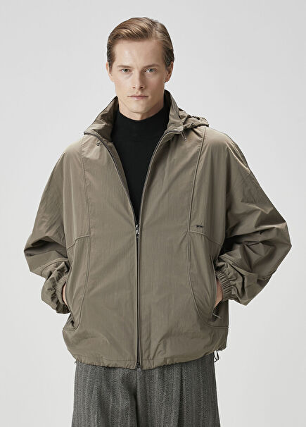 Bej Kapüşonlu Mont