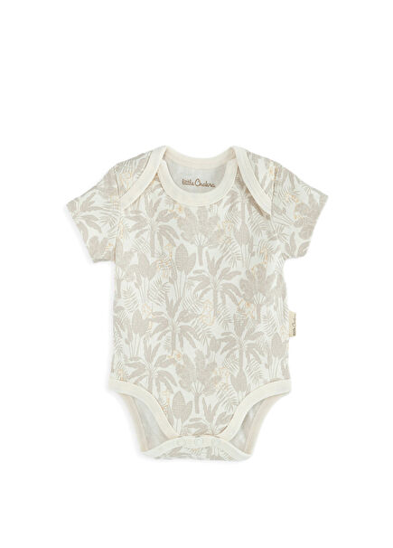 Jungle Ekru Baskılı Kız Bebek Body