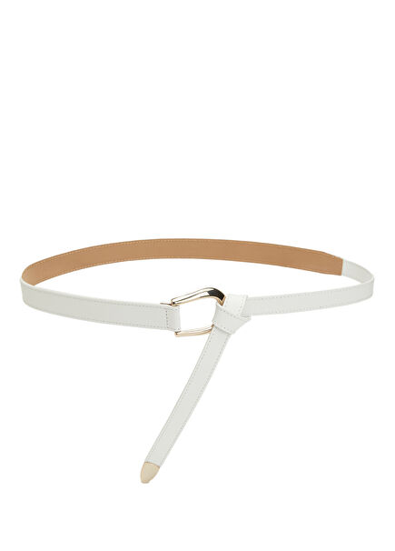 White Women's Leather Belt
