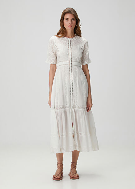 Jovina White Midi Dress