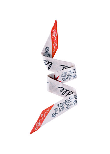 A Little Light And Love Desenli Ipek İnce Twill Kadın Fular