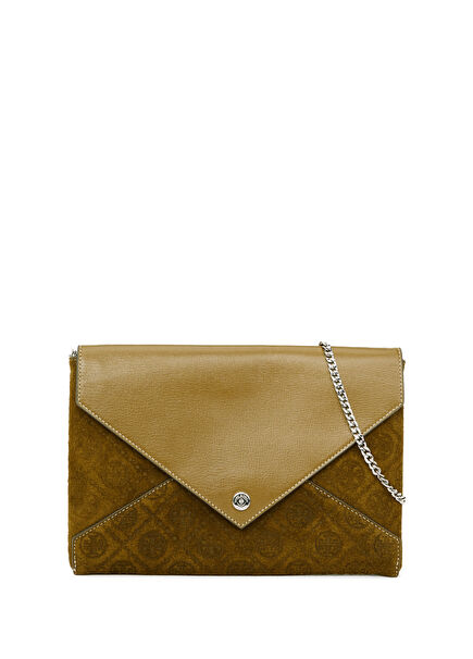 Khaki Logo Patterned Women's Crossbody Bag