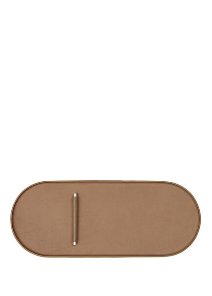 Plato Beige Leather Oval No.05 Organizer Tray
