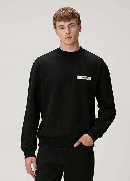 Gros Grain Black Logo Patched Sweatshirt