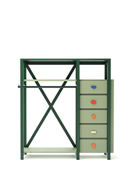 Pavri Masif Kayın Askı Üniteli Çekmeceli Dolap