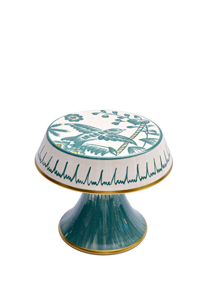 Birds Green Ceramic Cake Stand