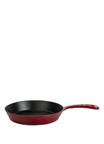 Burgundy Cast Iron Round Solid Frying Pan with Handle 20 cm