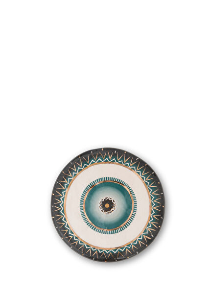 Green Gold Handmade Medium Ceramic Evil Eye