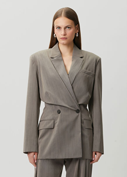 Sunrise Brown Double-Breasted Wool Blazer