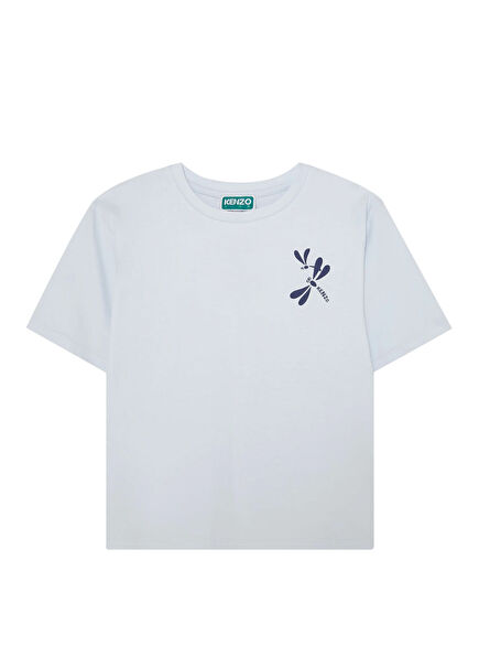 Light Blue Logo Printed Girls T-shirt