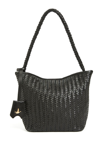 Siyah Örgü Kadın Deri Çanta