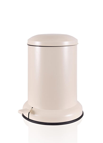 Beige Pedal Metal Trash Can