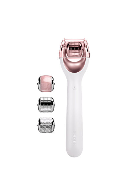MicroNeedle Face Roller White Mikro İğneli Buz Başlığı Pembe Kuvars Başlıklı Dermaroller Bakım Cihazı