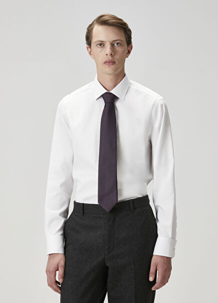 Comfort Fit White Dobby Non-Iron Shirt