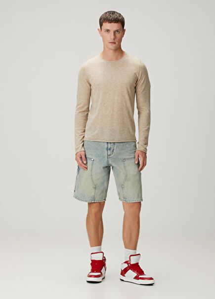 Perys Açık Mavi Denim Bermuda