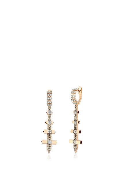 Sword Diamond Women's Gold Earrings