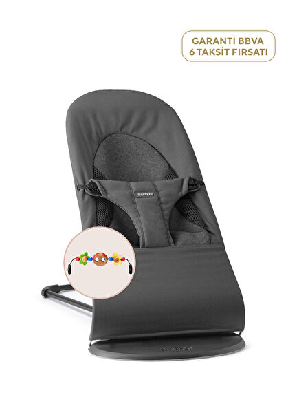 Balance Woven Dark Grey Jersey Triple Fabric Rocking 3-Stage Mother Lap with Toy