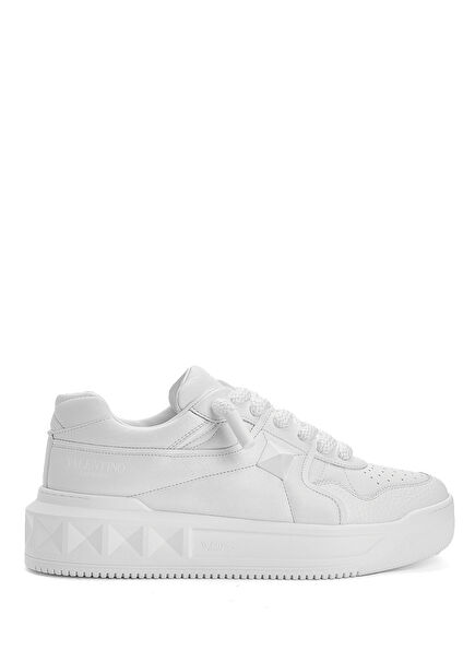 One Stud White Men's Leather Sneakers