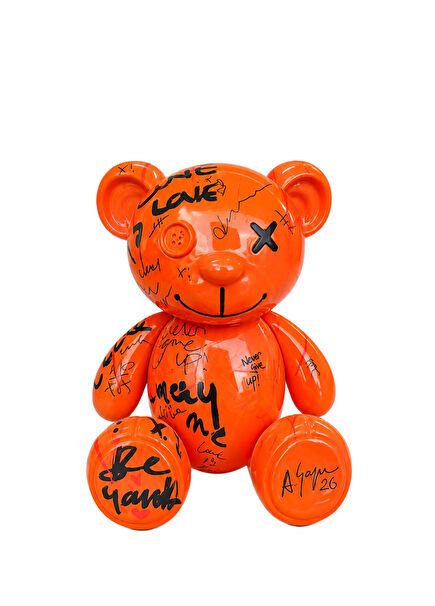 Pop Art Orange Teddy Bear Sculpture