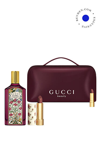 Flora Gardenia Intense 100 ml + Rouge à Lèvres Voile 227Marie Almond + Gucci Bag and Mini Lipstick Makeup Set