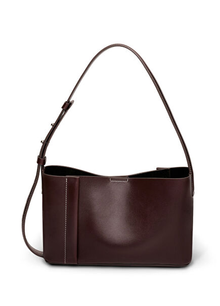 The Small Tote Plissé Burgundy Leather Women's Shoulder Bag