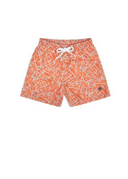 Dax Kids Orange Patterned Swim Shorts