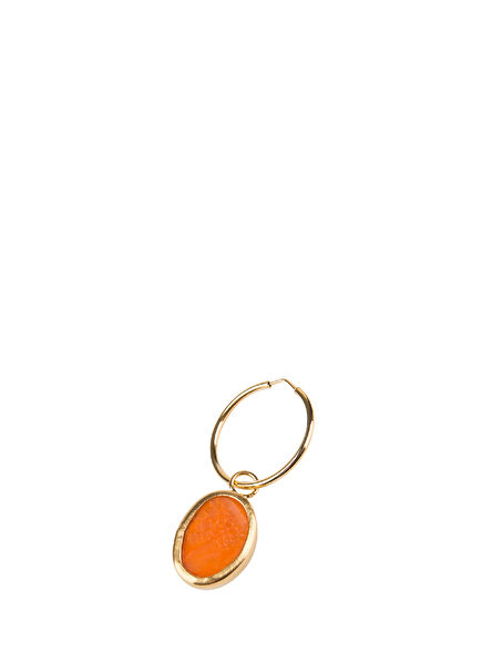 Orange Intaglio Women's Gold Single Earring