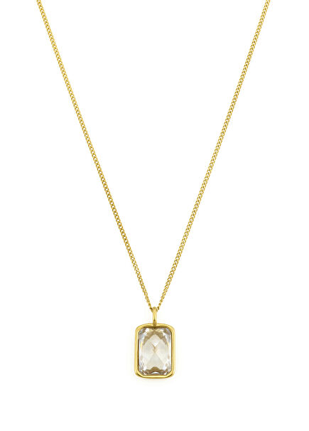 Altın Kaplama Beyaz Taşlı Erkek Çelik Kolye