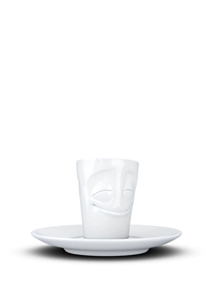 Cheery White Porcelain Coffee Cup and Saucer