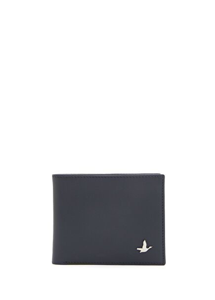 Navy Blue Men's Flat Leather Wallet