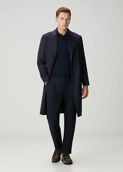 Lacivert Kaşmir Kaban