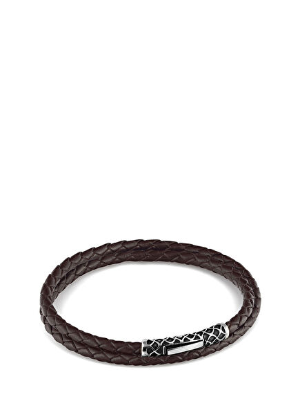 Brown Men's Silver Bracelet