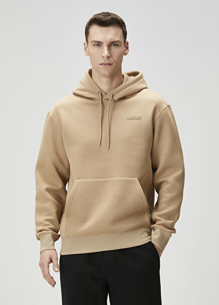 Bej Kapüşonlu Sweatshirt