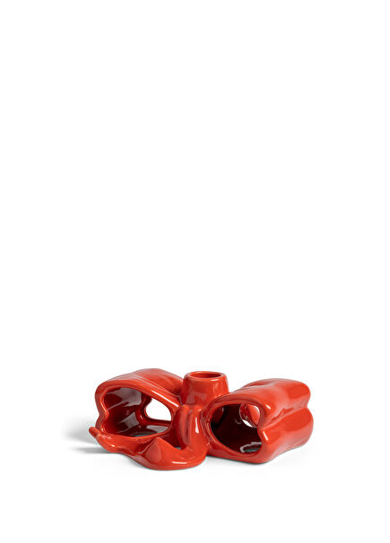 Kırmızı Kurdele Figürlü Mumluk 15 cm