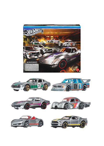 1:64 Silver Series Zamac Themed 6-Piece Toy Car Set JLB26