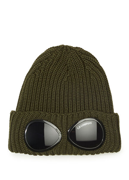 Khaki Glasses Detailed Men's Wool Beanie