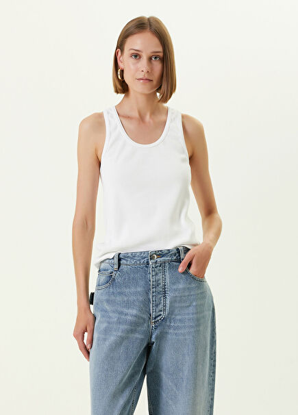 White U-Neck Tank Top