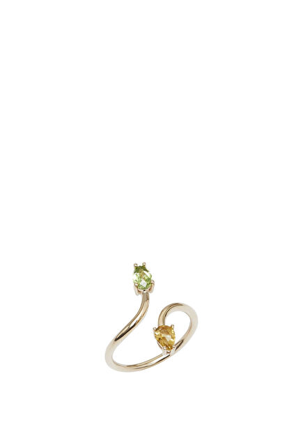 Lady Sitrin Peridot Taşlı 925 Gümüş Üzeri 14 Ayar Altın Mikron Kaplama Yüzük