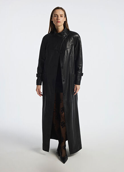 Sirena Black Leather Women's Coat