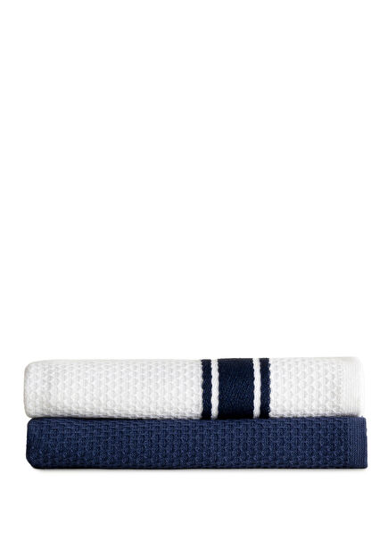 Elvin Organic Cotton Special Weave Navy Cream 2-Pack Drying Towel 40x60 cm