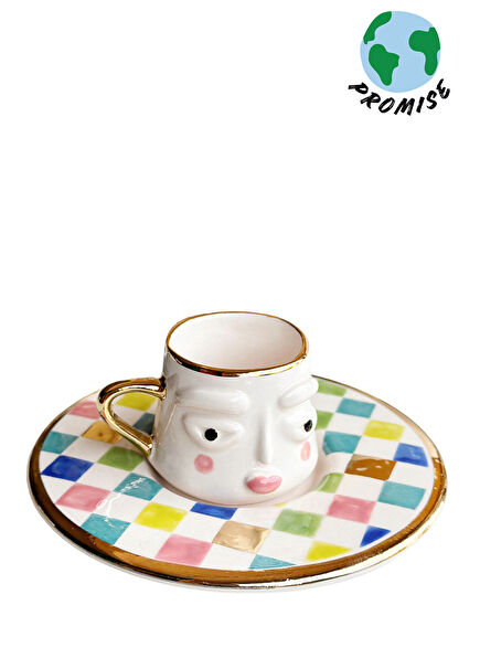 Sevinç Krem Seramik Türk Kahvesi Fincanı