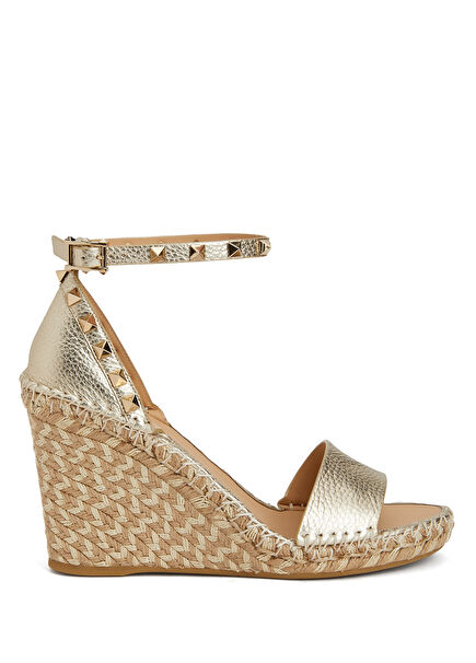 Rockstud Gold Kadın Deri Espadril