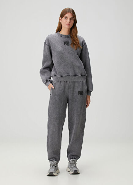 Dark Grey Logo Printed Sweatpants