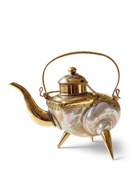 Cala Teapot Sedef Beyaz Altın Rengi Demlik