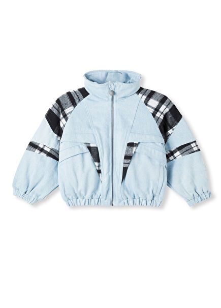 Açık Mavi Desenli Garnili Erkek Çocuk Denim Ceket
