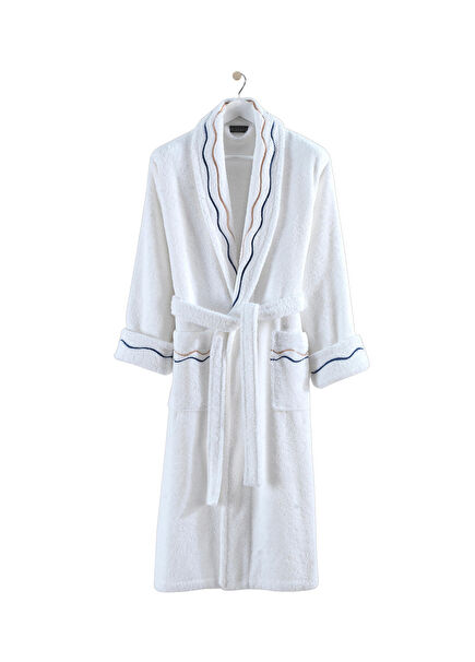 Toscana Beyaz Pamuklu Bukle Unisex Bornoz