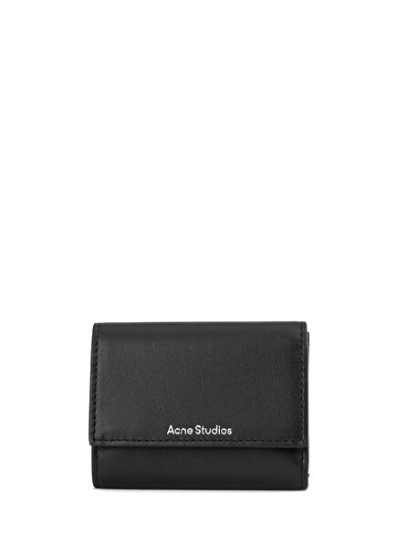 Black Logo Detailed Men's Leather Wallet