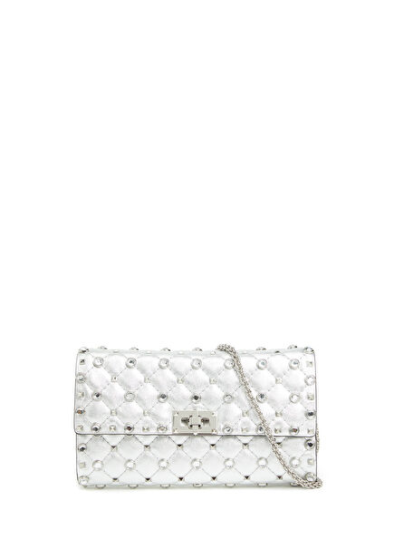 Rockstud Silver Women's Leather Bag