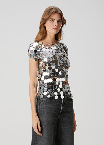 Silver Discs Evening Dress Blouse